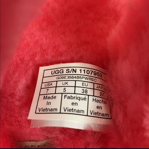 UGG Oh Yeah lamb fur Slide platform Slipper Strawberry Sorbet Women’s Size 7 - Picture 5 of 5